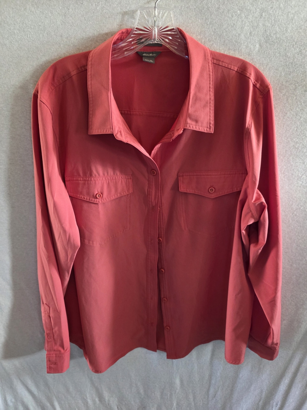 Eddie Bauer Coral Button-Front Long Sleeve Shirt